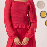 Liora Smocked Organza Co - ord - Western Era Co - ord set for women