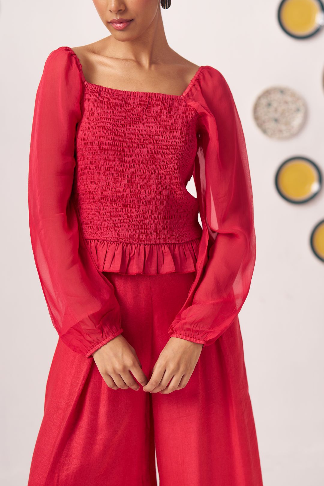 Liora Smocked Organza Co - ord - Western Era Co - ord set for women