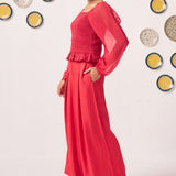 Liora Smocked Organza Co - ord - Western Era Co - ord set for women