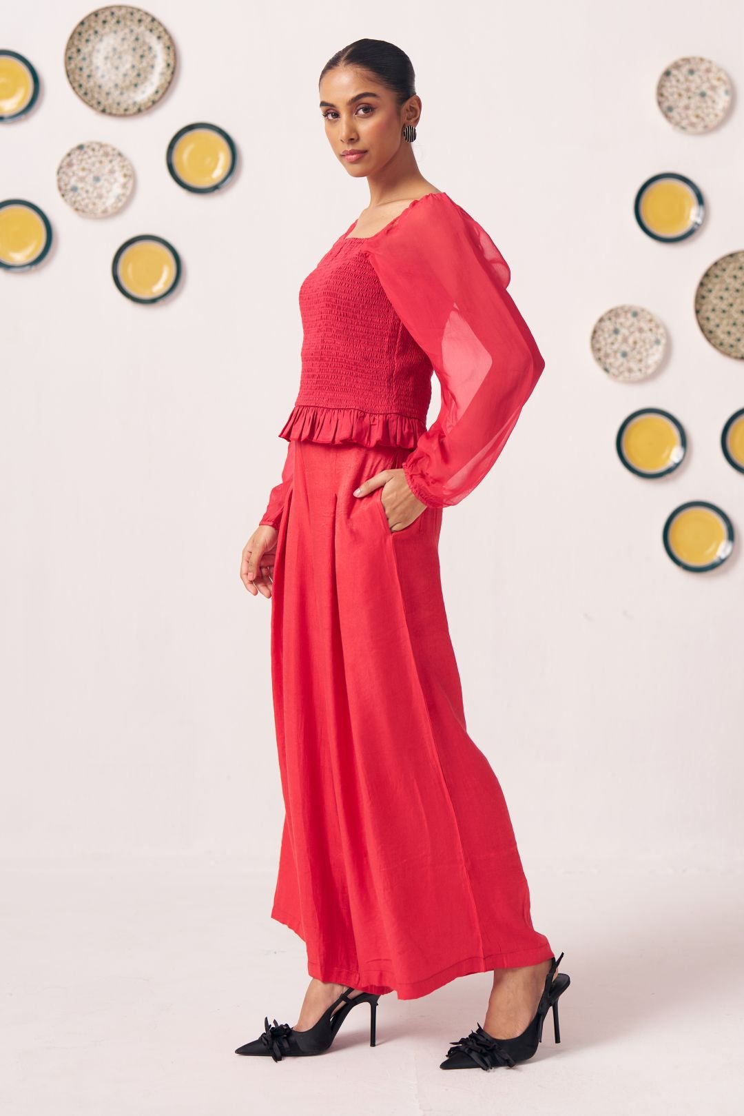 Liora Smocked Organza Co - ord - Western Era Co - ord set for women