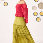 Liora Smocked Organza Top with Flared Skirt - Western Era Co - ord set for women