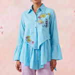 Lotus Drift Embroidered Bell Sleeves Shirt - Western Era Tops for women