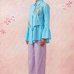 Lotus Drift Embroidered Bell Sleeves Shirt - Western Era Tops for women