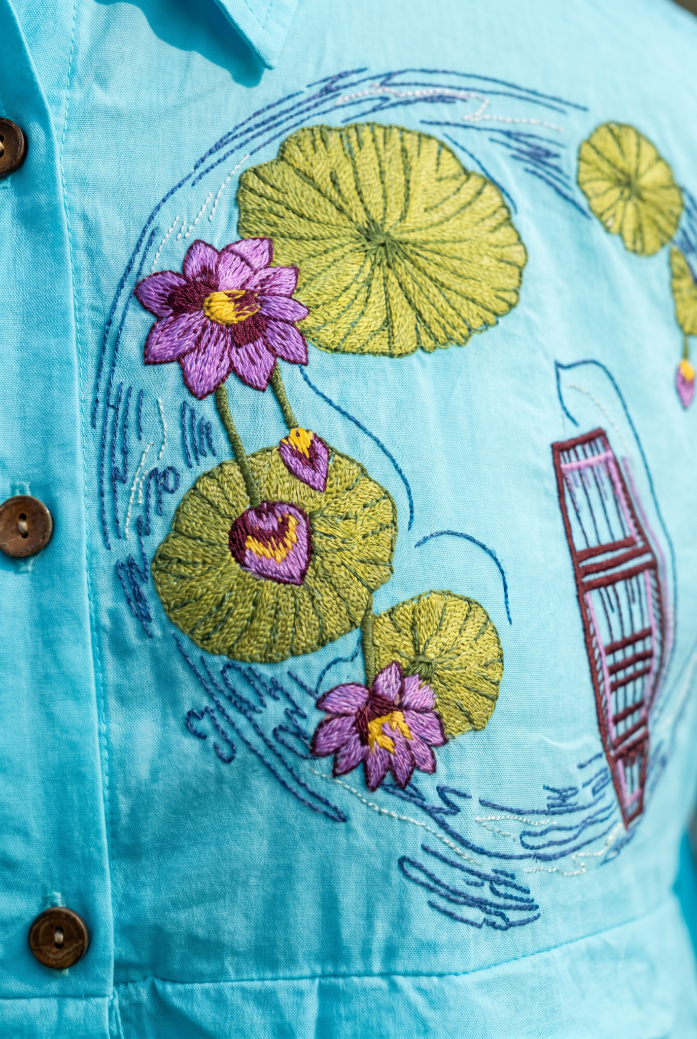 Lotus Drift Embroidered Bell Sleeves Shirt - Western Era Tops for women
