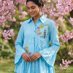 Lotus Drift Embroidered Bell Sleeves Shirt - Western Era Tops for women