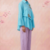 Lotus Drift Embroidered Gathers And Voluminous Sleeves Shirt - Western Era Tops for women