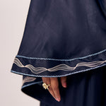 Lunaris Navy Blue Draped Cape Top & Wide - Leg Pants Co - Ord Set - Western Era Co - ord set for women