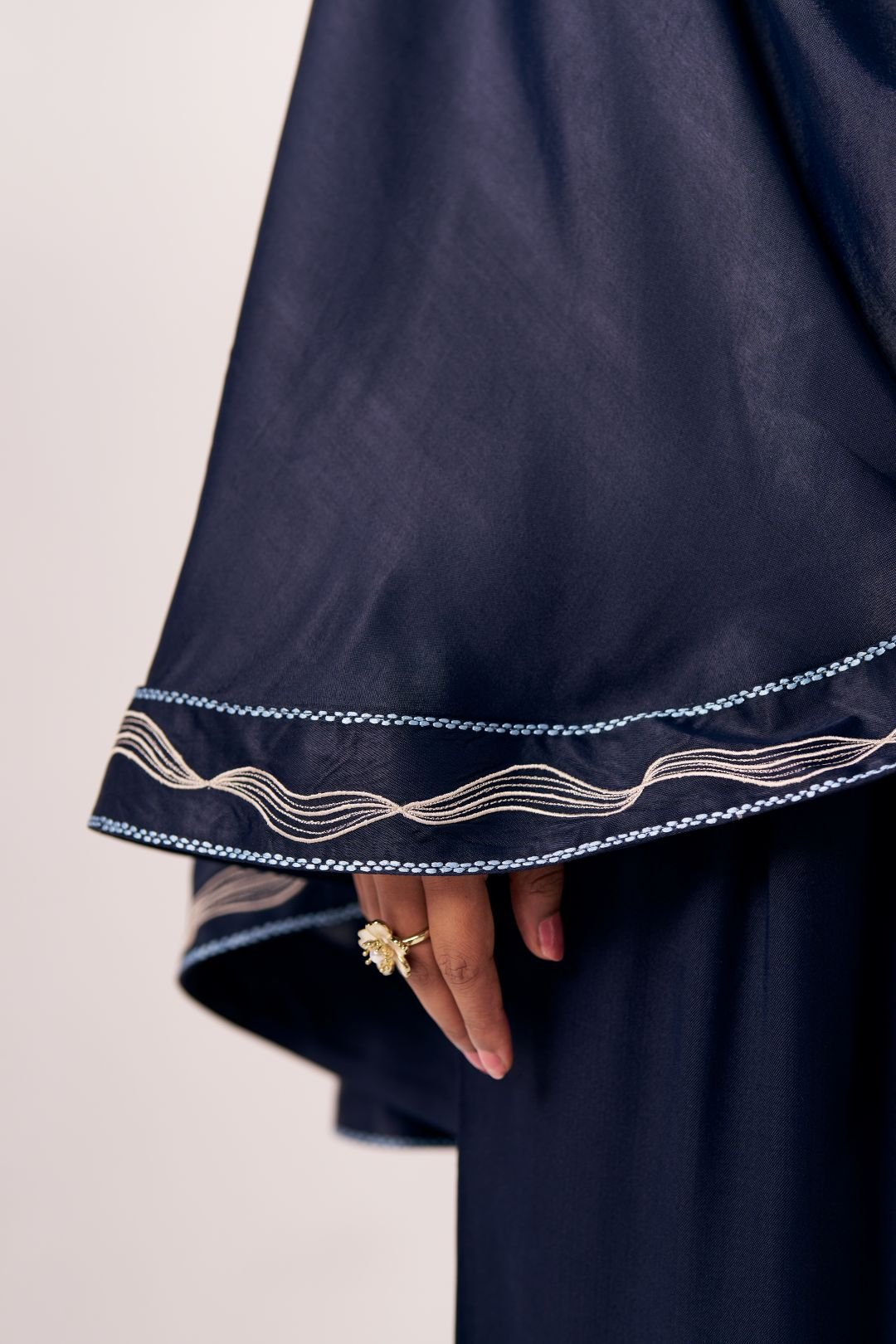 Lunaris Navy Blue Draped Cape Top & Wide - Leg Pants Co - Ord Set - Western Era Co - ord set for women