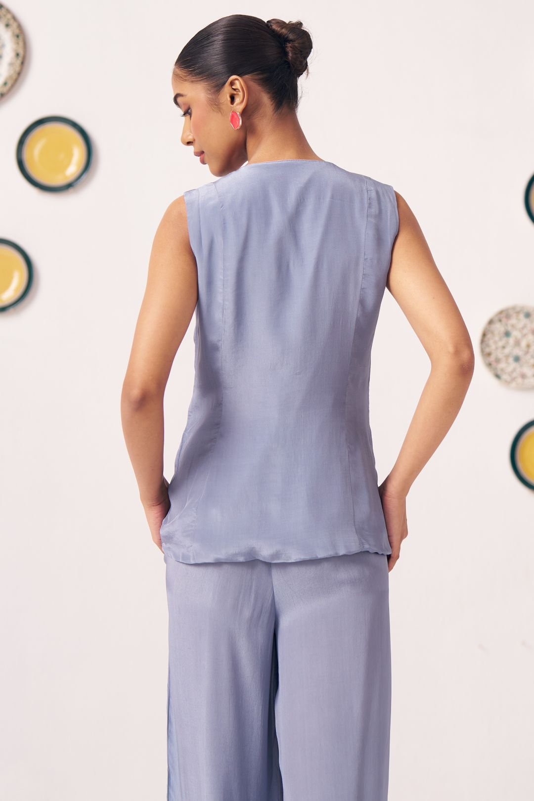 Lyna Slate Blue Wide - Leg Pants - Western Era trousers for women