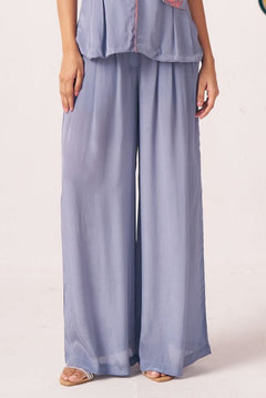 Lyna Slate Blue Wide - Leg Pants - Western Era trousers for women