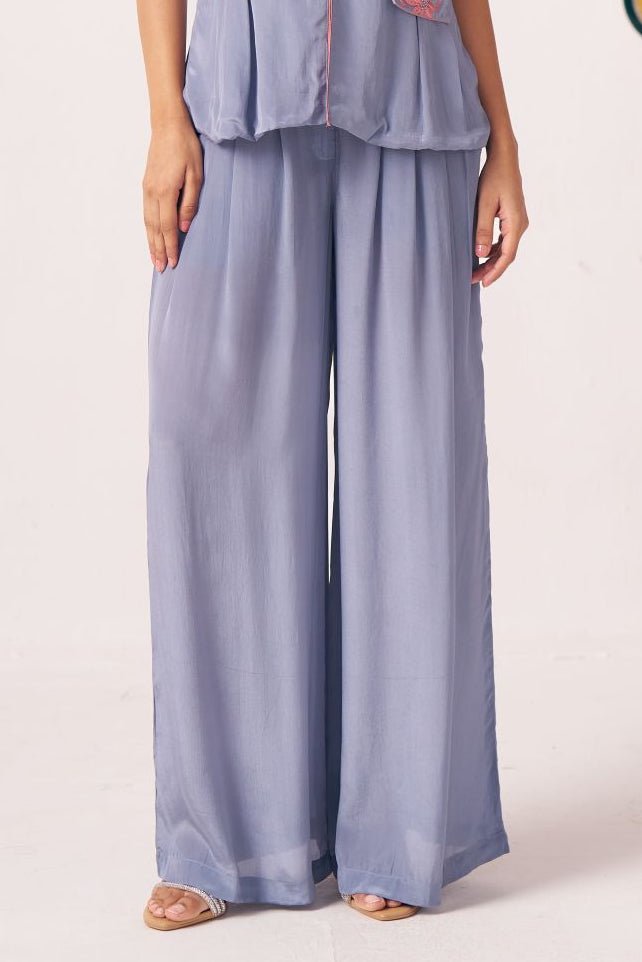 Lyna Slate Blue Wide - Leg Pants - Western Era trousers for women