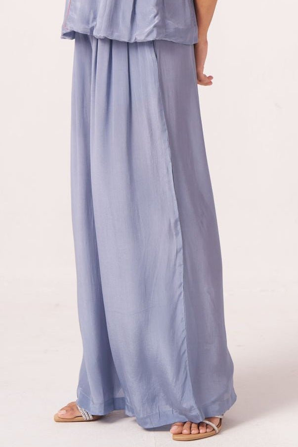 Lyna Slate Blue Wide - Leg Pants - Western Era trousers for women