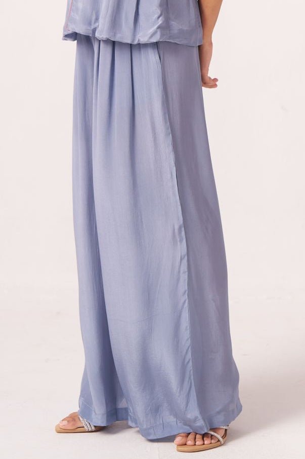 Lyna Slate Blue Wide - Leg Pants - Western Era trousers for women