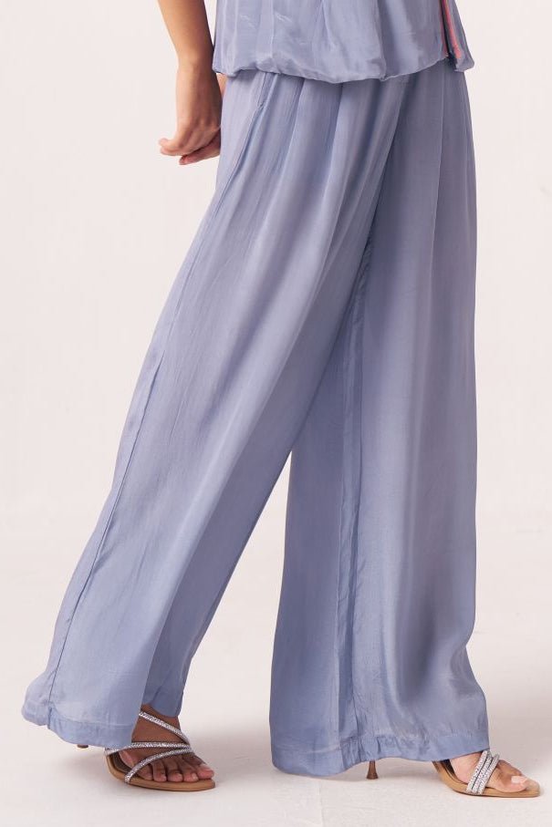 Lyna Slate Blue Wide - Leg Pants - Western Era trousers for women