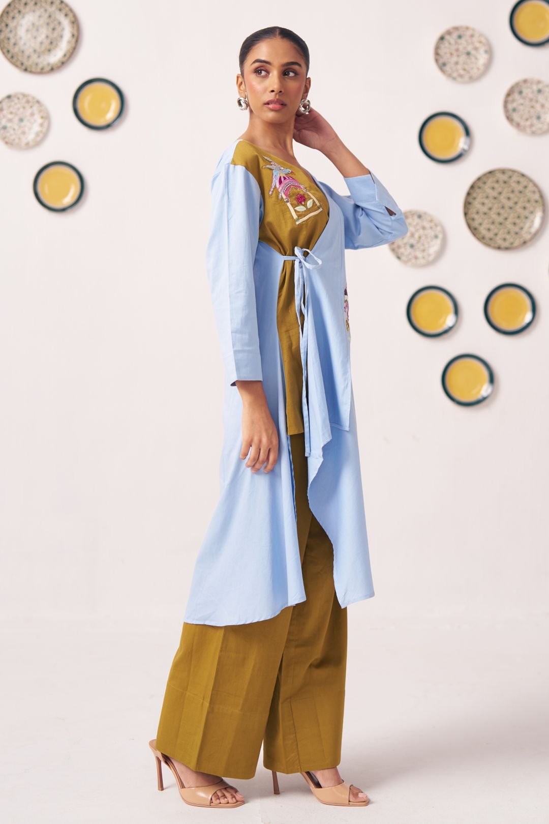 Mahira Dual - Tone Wrap Bird Embroidered Co - ord - Western Era Co - ord set for women