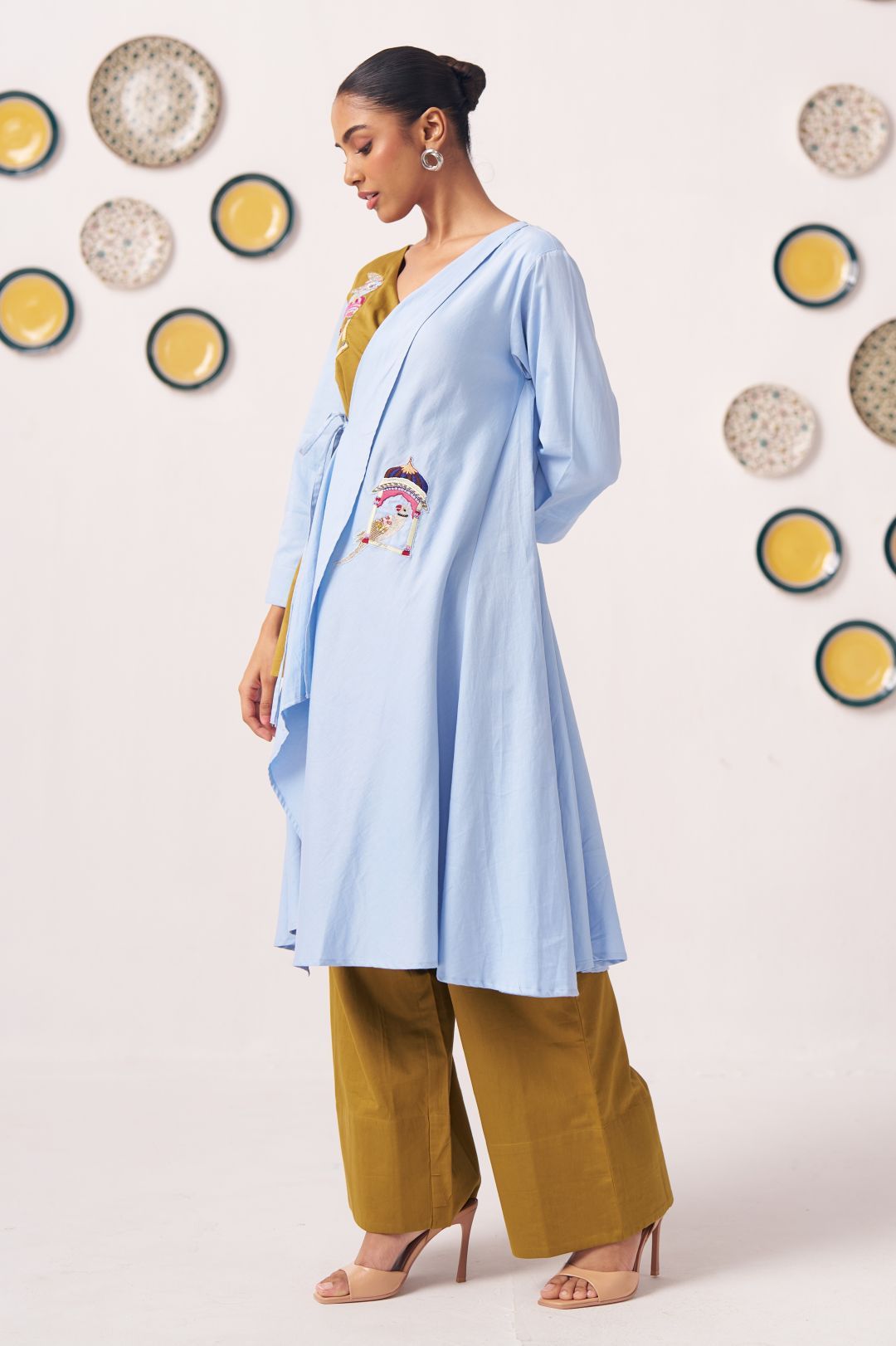 Mahira Dual - Tone Wrap Bird Embroidered Co - ord - Western Era Co - ord set for women