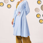 Mahira Dual - Tone Wrap Top with Bird Embroidery - Western Era Tops for women