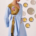 Mahira Dual - Tone Wrap Top with Bird Embroidery - Western Era Tops for women