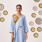 Mahira Dual - Tone Wrap Top with Bird Embroidery - Western Era Tops for women