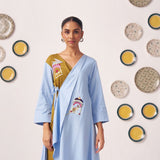 Mahira Dual - Tone Wrap Top with Bird Embroidery - Western Era Tops for women