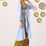 Mahira Dual - Tone Wrap Top with Bird Embroidery - Western Era Tops for women