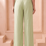Mint Green Straight Fit Trouser with Front Lace Attached - Western Era Bottoms for women
