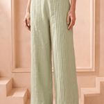 Mint Green Straight Fit Trouser with Front Lace Attached - Western Era Bottoms for women