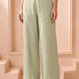 Mint Green Straight Fit Trouser with Front Lace Attached - Western Era Bottoms for women