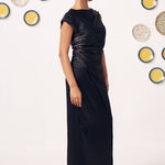 Miraal Black Draped Satin Maxi Dress - Western Era Dresses for women