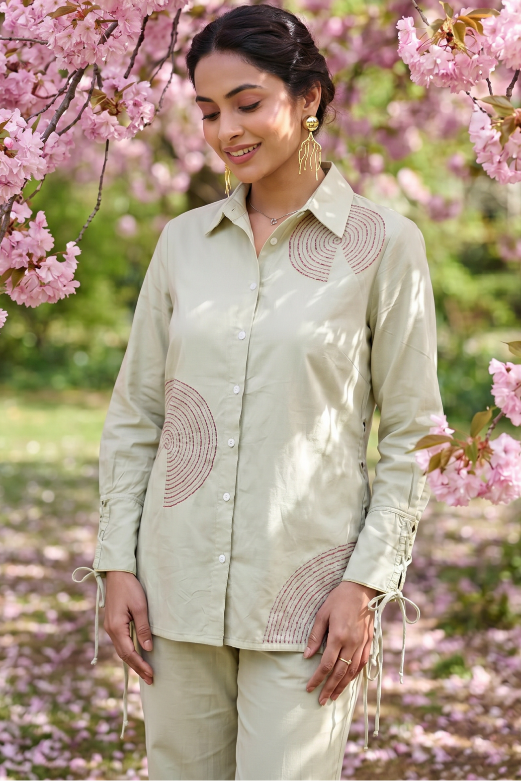 Modern Embellished Full Sleeve Longline Shirt - Western Era Tops for women