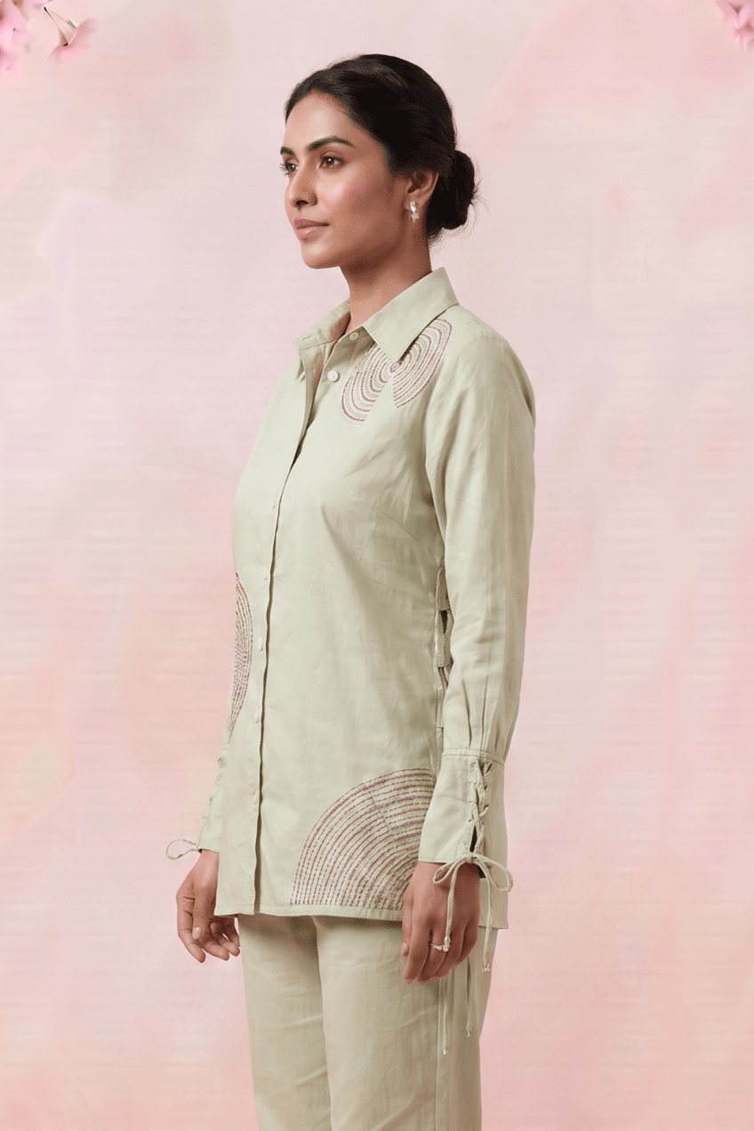 Modern Embellished Full Sleeve Longline Shirt - Western Era Tops for women