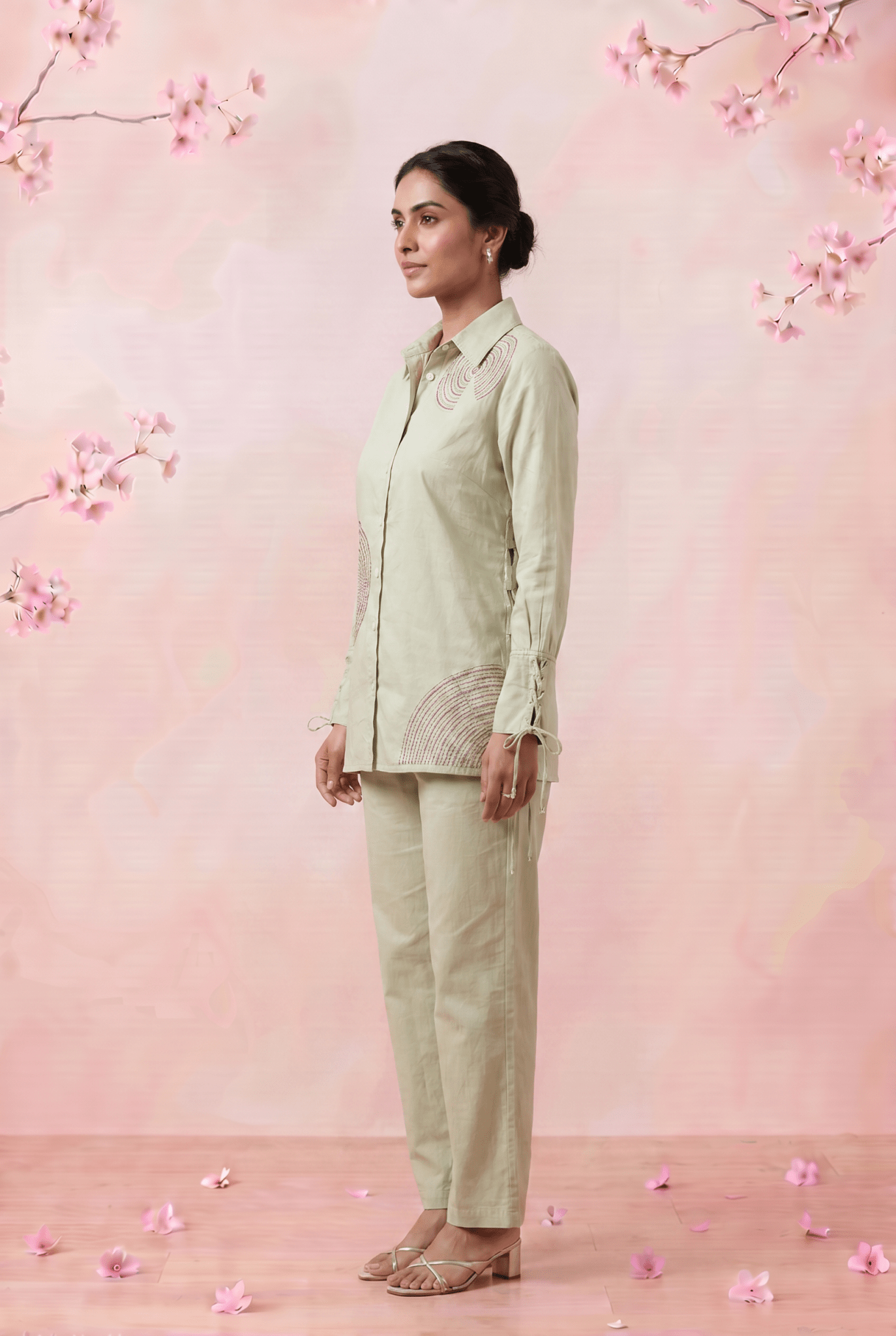Modern Embellished Full Sleeve Longline Shirt - Western Era Tops for women