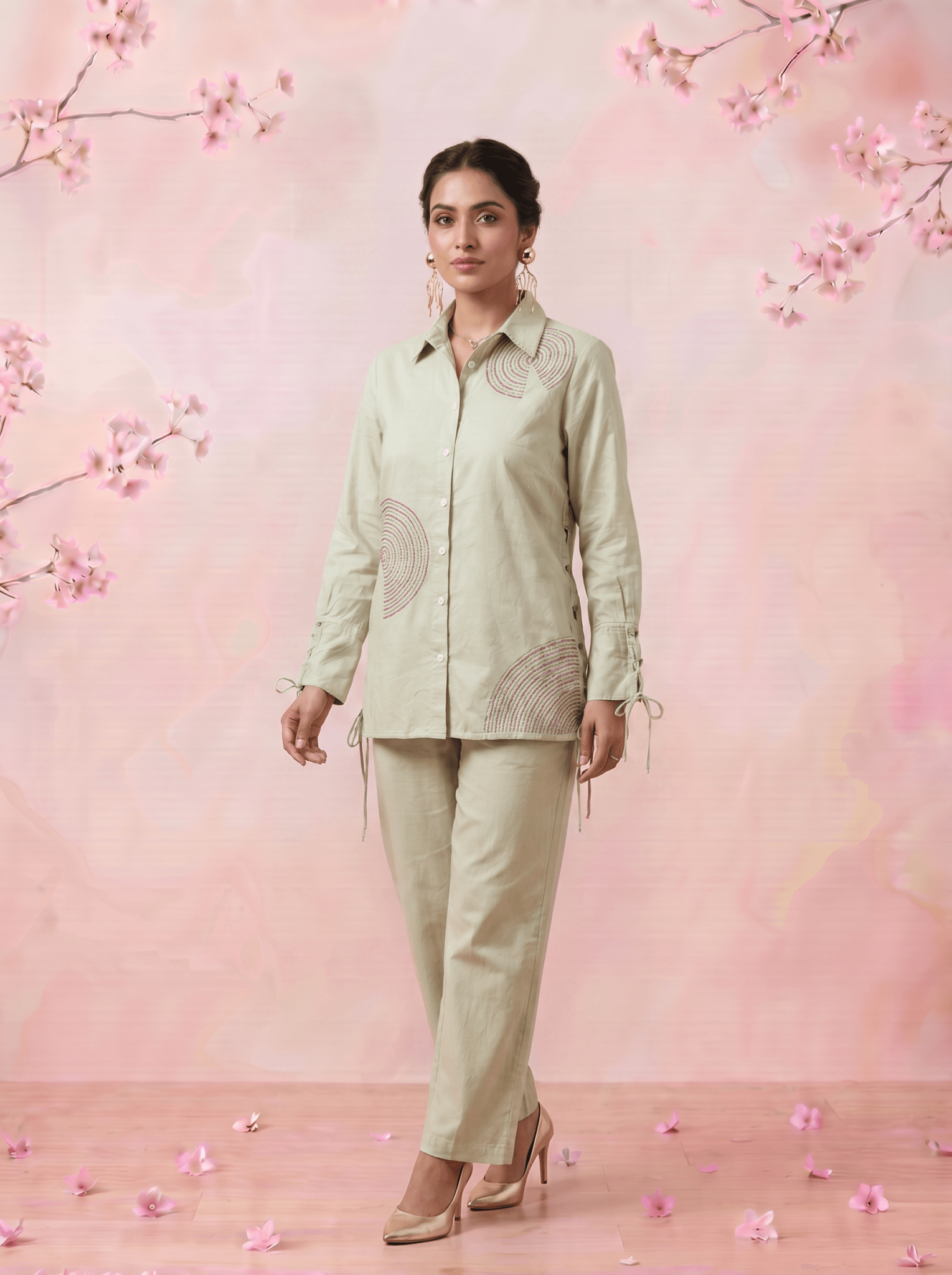 Modern Embellished Full Sleeve Longline Shirt - Western Era Tops for women