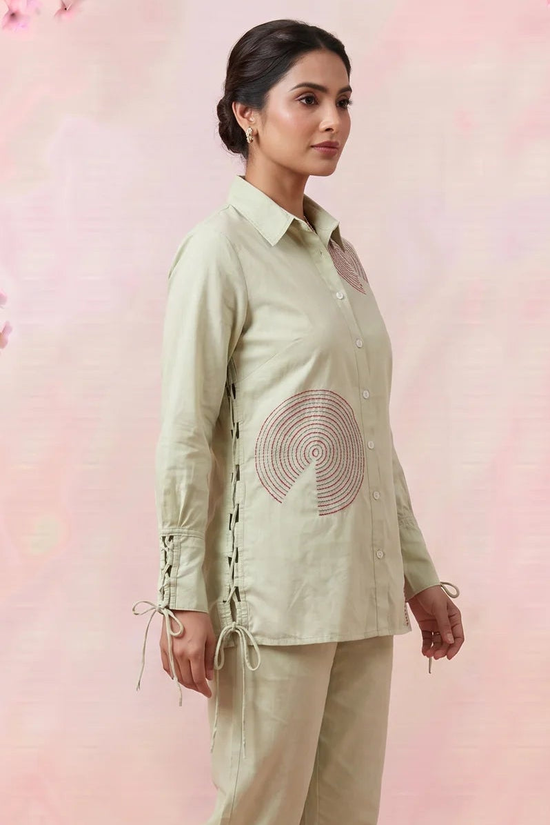 Modern Embellished Full Sleeve Longline Shirt - Western Era Tops for women