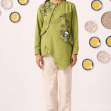 Moss Meadow Embellished Drape Tunic Set - Western Era Co-ord set for women