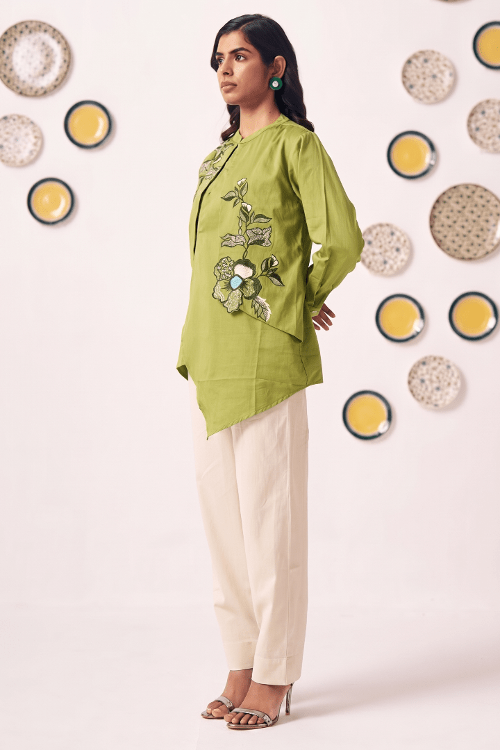 Moss Meadow Embellished Drape Tunic Set - Western Era Co-ord set for women
