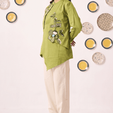 Moss Meadow Embellished Drape Tunic Set - Western Era Co-ord set for women