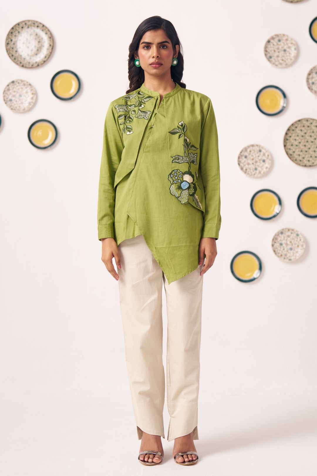 Moss Meadow Embellished Drape Tunic - Western Era Tops for women