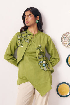 Moss Meadow Embellished Drape Tunic - Western Era Tops for women