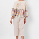 Multi Color Stripe Color Block Crop Top - Western Era Tops for women