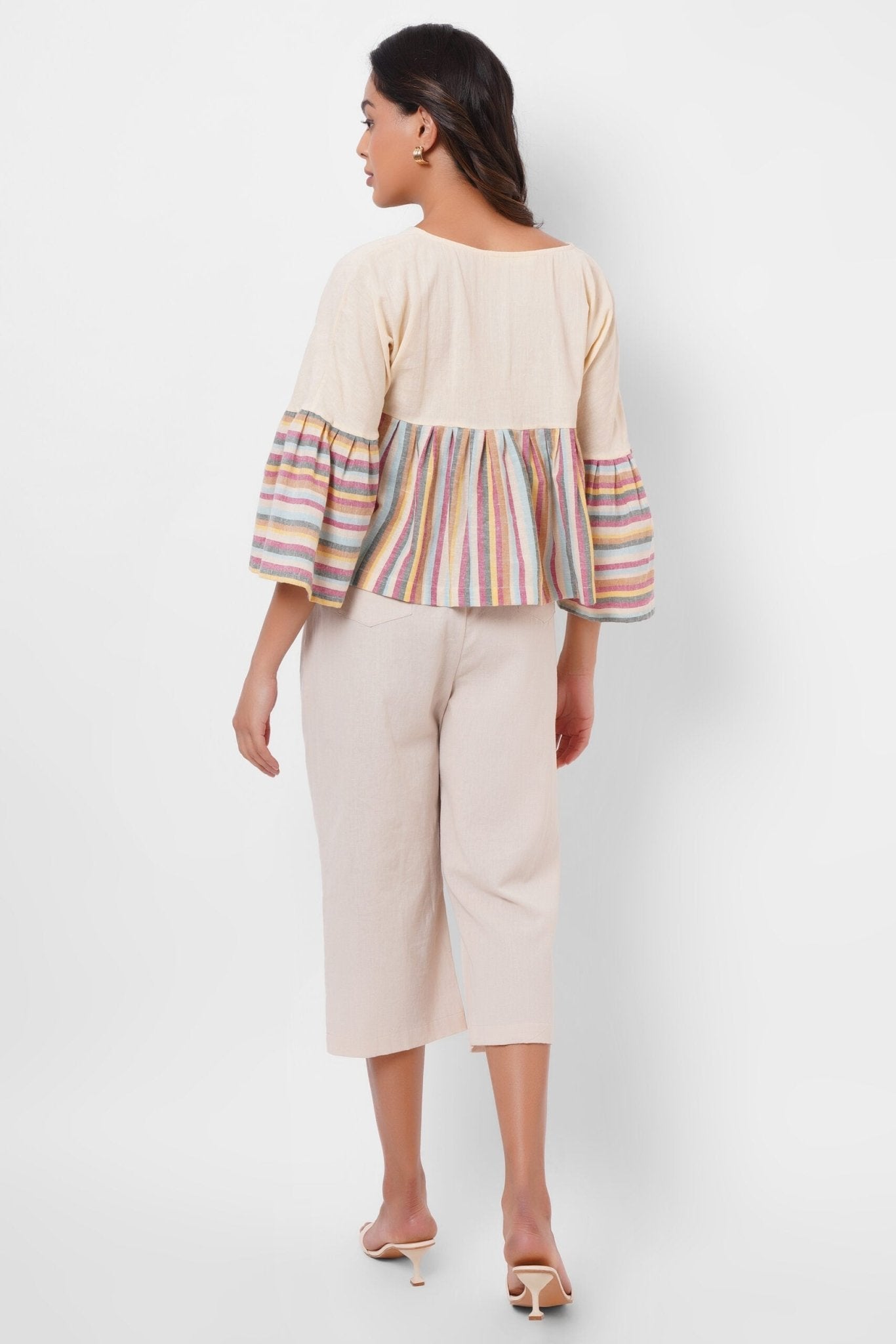 Multi Color Stripe Color Block Crop Top - Western Era Tops for women