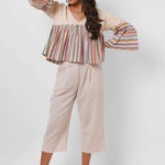Multi Color Stripe Color Block Crop Top - Western Era Tops for women