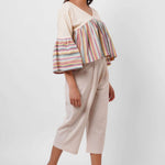 Multi Color Stripe Color Block Crop Top - Western Era Tops for women