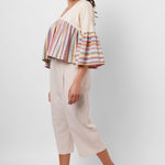 Multi Color Stripe Color Block Crop Top - Western Era Tops for women