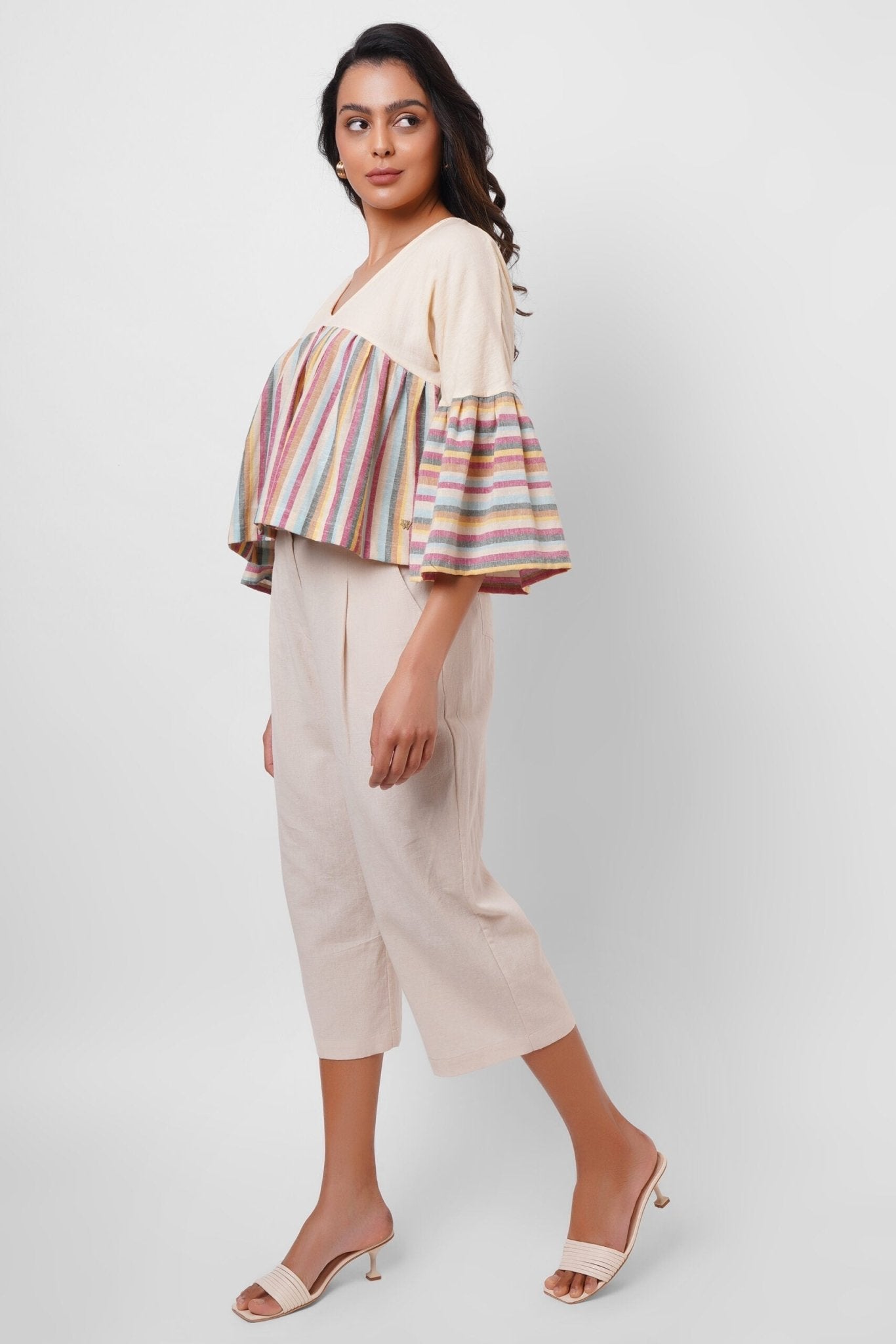 Multi Color Stripe Color Block Crop Top - Western Era Tops for women