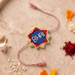 Multicolor Embroidered Details Rakhi with Pink Braided Thread and Tassels - Western Era Rakhi for women