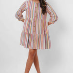 Multicolor Mid Length Dress with Embellished button - Western Era Dresses for women