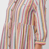 Multicolor Mid Length Dress with Embellished button - Western Era Dresses for women