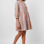 Multicolor Mid Length Dress with Embellished button - Western Era Dresses for women