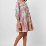 Multicolor Mid Length Dress with Embellished button - Western Era Dresses for women